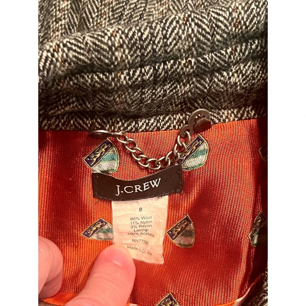 J Crew Wool Tweed Blazer Jacket Womens 8 Gray Excellent Herringbone Peacoat